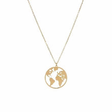 Load image into Gallery viewer, World Map Necklace Globetrotter Gold Map Pendant World Choker Map Crescent Moon Necklaces&amp;Pendants Dainty Pendants For Women