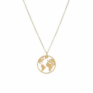 World Map Necklace Globetrotter Gold Map Pendant World Choker Map Crescent Moon Necklaces&Pendants Dainty Pendants For Women