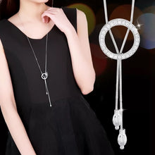 Load image into Gallery viewer, BYSPT Collier Femme Long Gray Crystal Necklaces &amp; Pendants for Women Round Statement Necklace Maxi Colar Chain Fashion Jewelry