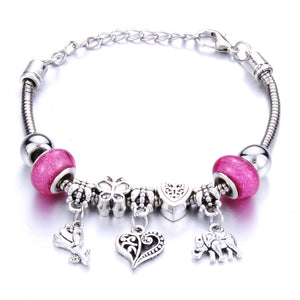 Romantic Love DIY Charm Bracelet Love Heart Key and Lock Bracelet for Women Jewelry Christmas New Year's Gift