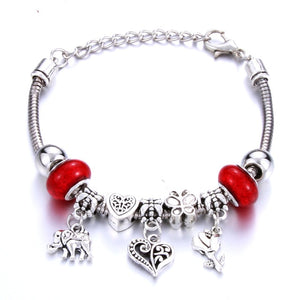 Romantic Love DIY Charm Bracelet Love Heart Key and Lock Bracelet for Women Jewelry Christmas New Year's Gift