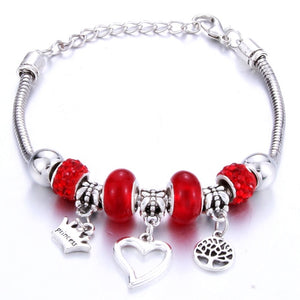 Romantic Love DIY Charm Bracelet Love Heart Key and Lock Bracelet for Women Jewelry Christmas New Year's Gift