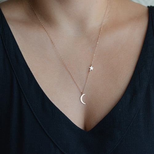 European and American trend fashion big jewelry new crescent pendant star simple wild money chain