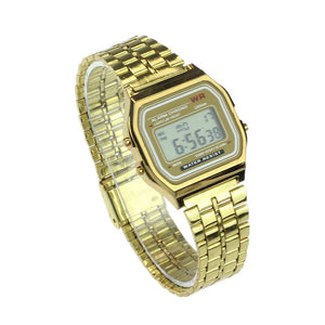 Watch Business Golden Gold Watch Coperation Vintage Womens Men Dress watch Stainless Steel Digital Alarm Stopwatch Wrist Watch