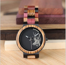 Load image into Gallery viewer, BOBO BIRD Couple Wooden Watches Men Women Quartz Lover&#39;s Wrist watch Ladies Elk Deer Quartz Wrist Watch gift erkek kol saati