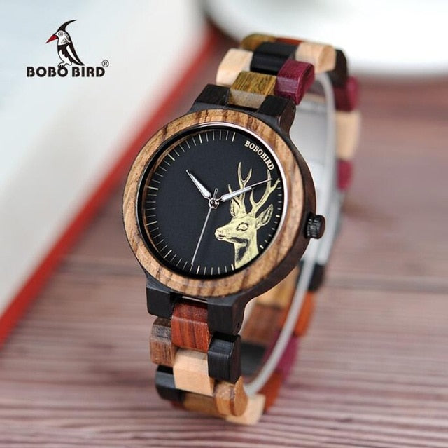 BOBO BIRD Couple Wooden Watches Men Women Quartz Lover's Wrist watch Ladies Elk Deer Quartz Wrist Watch gift erkek kol saati