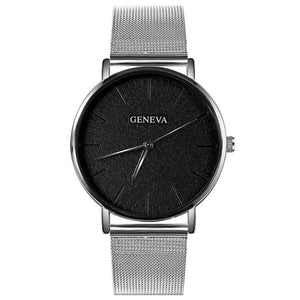 GENEVA Ultra-thin Women's Watch Business Watch Women Luxury Saat Rose Gold Mesh Stainless Steel Women's Watches Female Clock