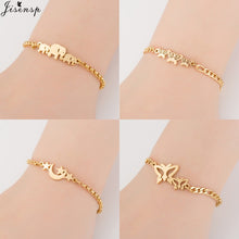 Load image into Gallery viewer, Jisensp Gold Stainless Steel Animal Bracelets for Women Everyday Jewellery Butterfly Charm Bracelet Femme Wedding Gift