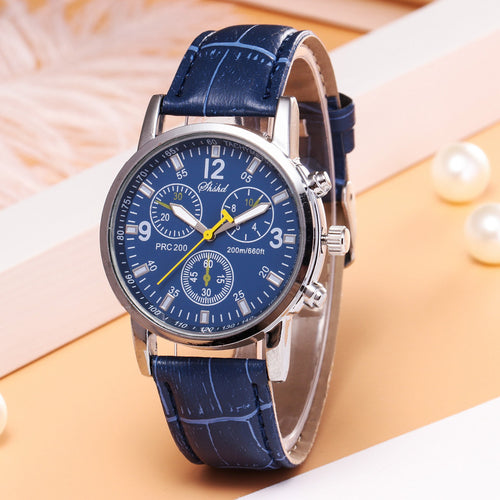 Men's Watches Blue-ray glass quartz simulates wrist epidermal Leather Strap watch Beobachten Business Male Clock Vyrai hour B40