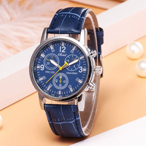 Men's Watches Blue-ray glass quartz simulates wrist epidermal Leather Strap watch Beobachten Business Male Clock Vyrai hour B40