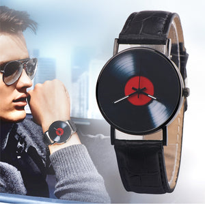 2019 Fasion Men's Watch Neutral Watch Retro Design Brand Analog Vinyl Record Men Women Quartz Alloy Watch Gift Female Clock