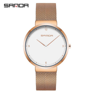 SANDA Mesh Steel Lover's Watch Fashion Men and Women Watches Top Brand Luxury Ultra Thin Dial Couple Watch relogio masculino