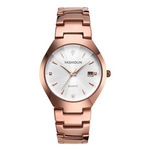 Couple Watch Men and Women Rose Gold Quartz Watch Classic Unisex Stainless Steel Lover's Wrist Watches Christmas Valentine Gifts